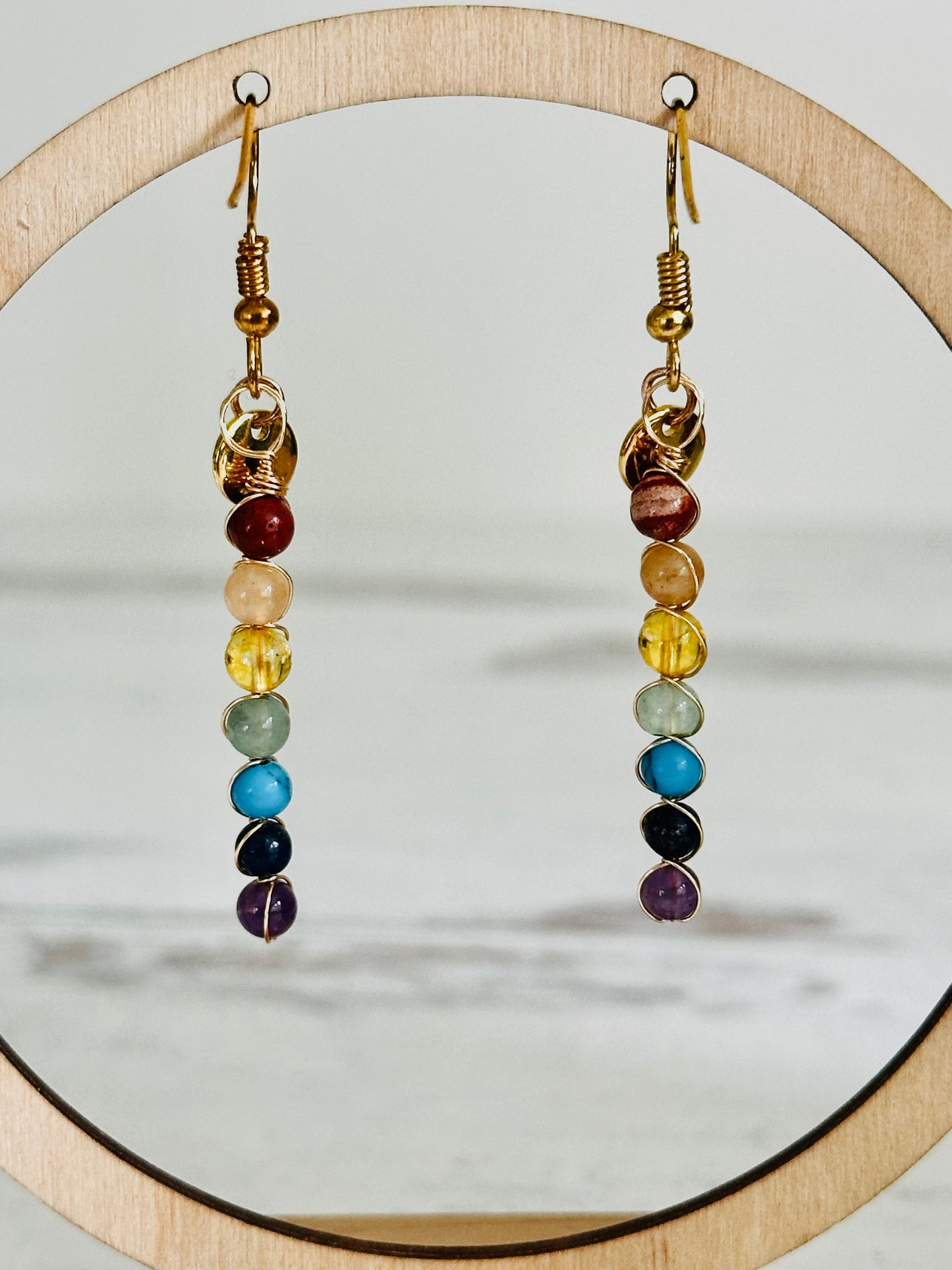 Boho Rainbow Earrings Chakra Gold