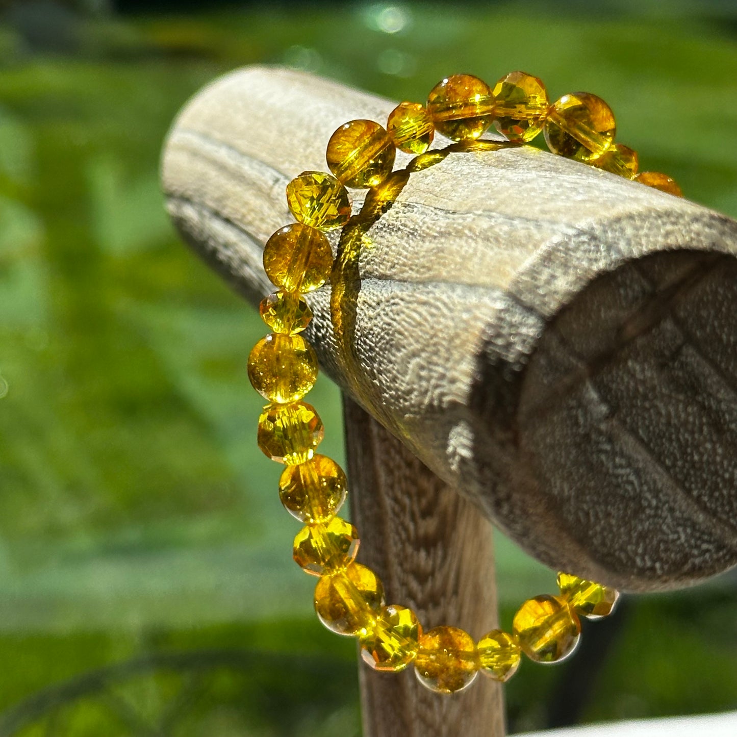 Yellow Boho Beaded Stretch Bracelets with Gemstones