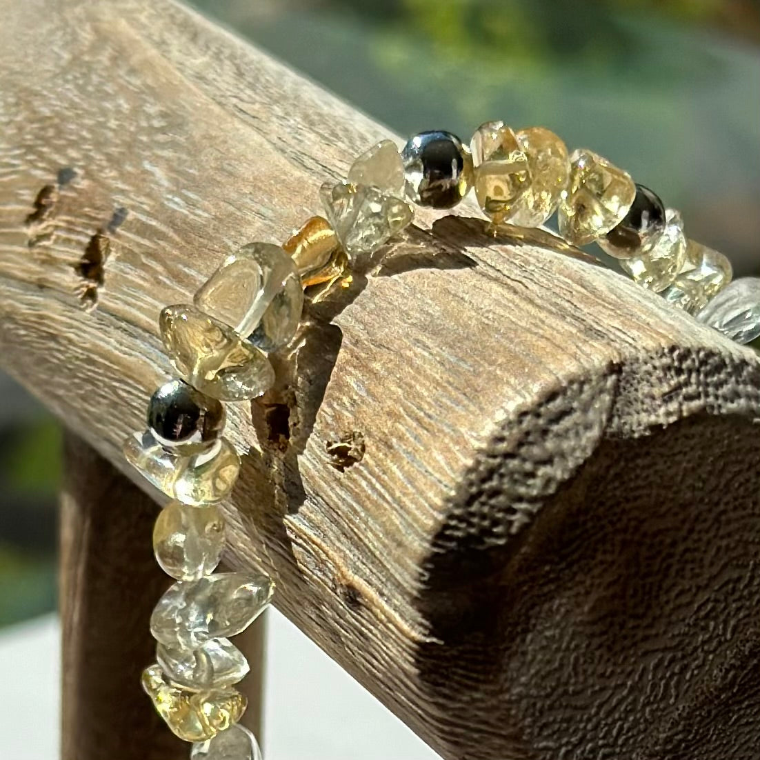 Boho Chic Beaded Gemstone Stretch Bracelets Yellow Silver