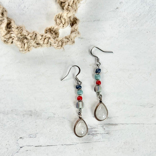 Red White Boho Blue American African Earrings