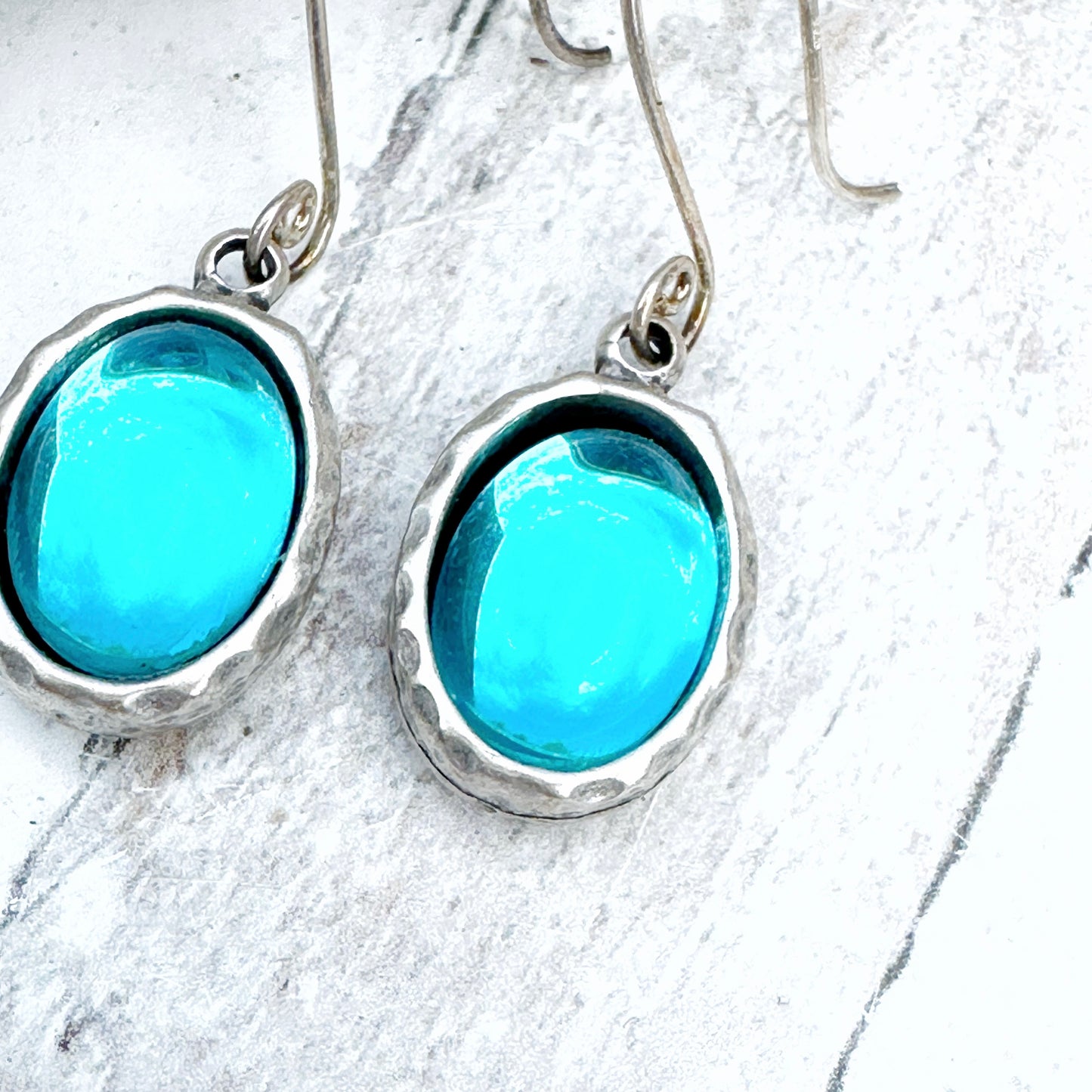 Jewelry Blue Earrings/ Women/ Vintage/ Artisan/ Blue Glass/ Silver/ Boho/ Bohemian