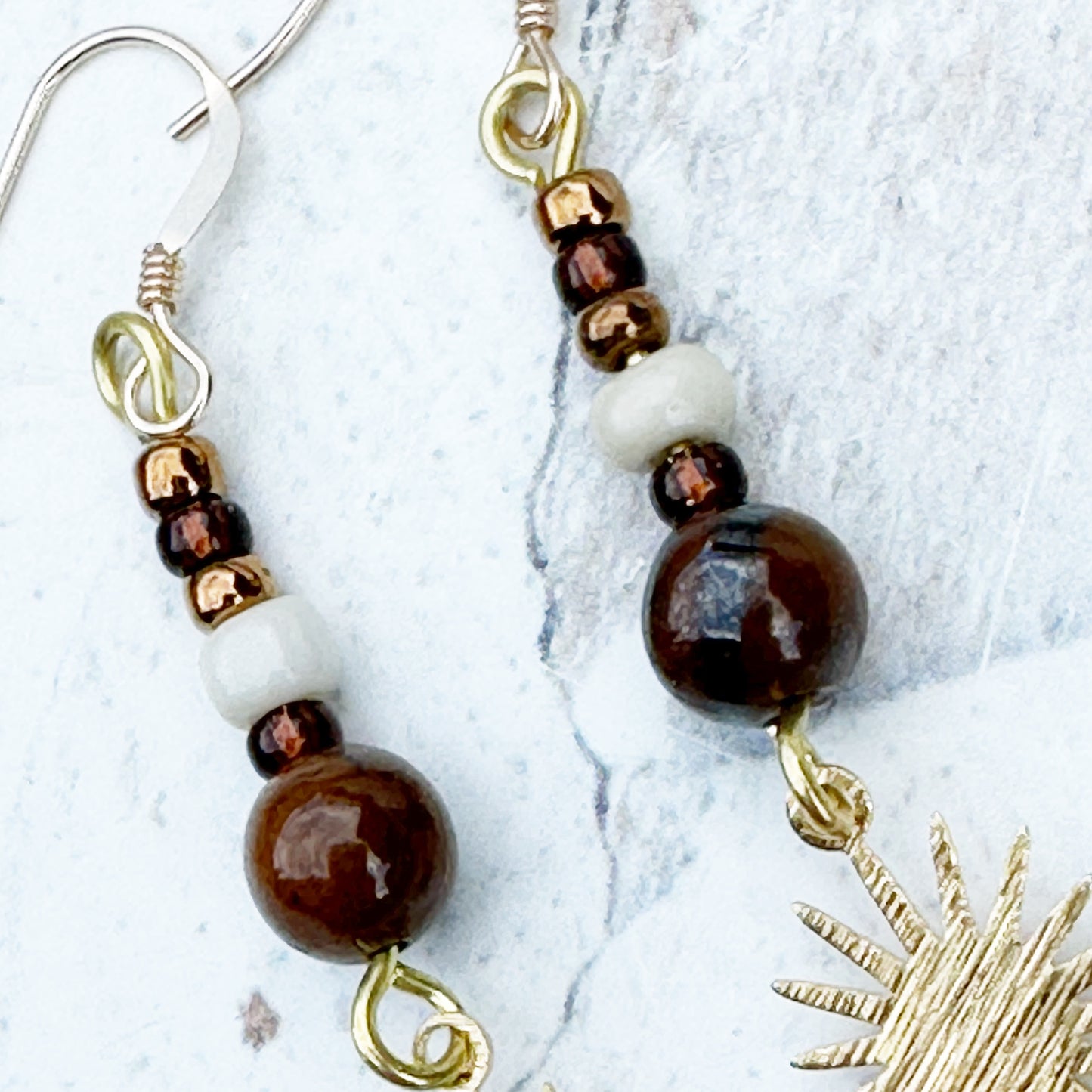 Earrings Brown Gold Fall Sun Boho