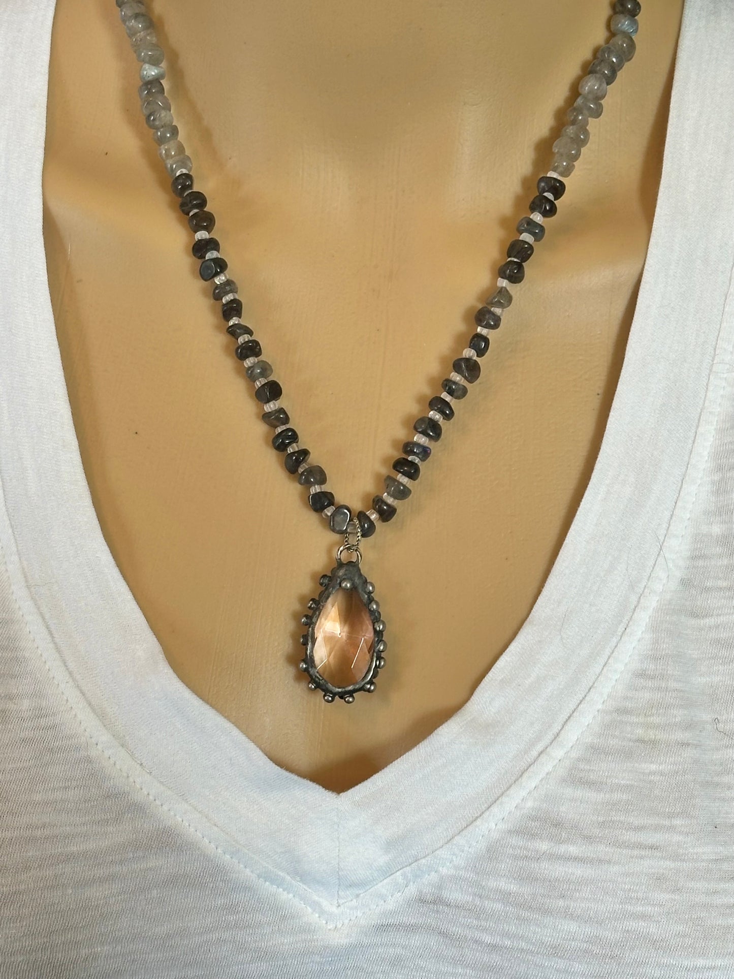 Mixed Metal Beaded and Chain Layered Necklaces Boho Style