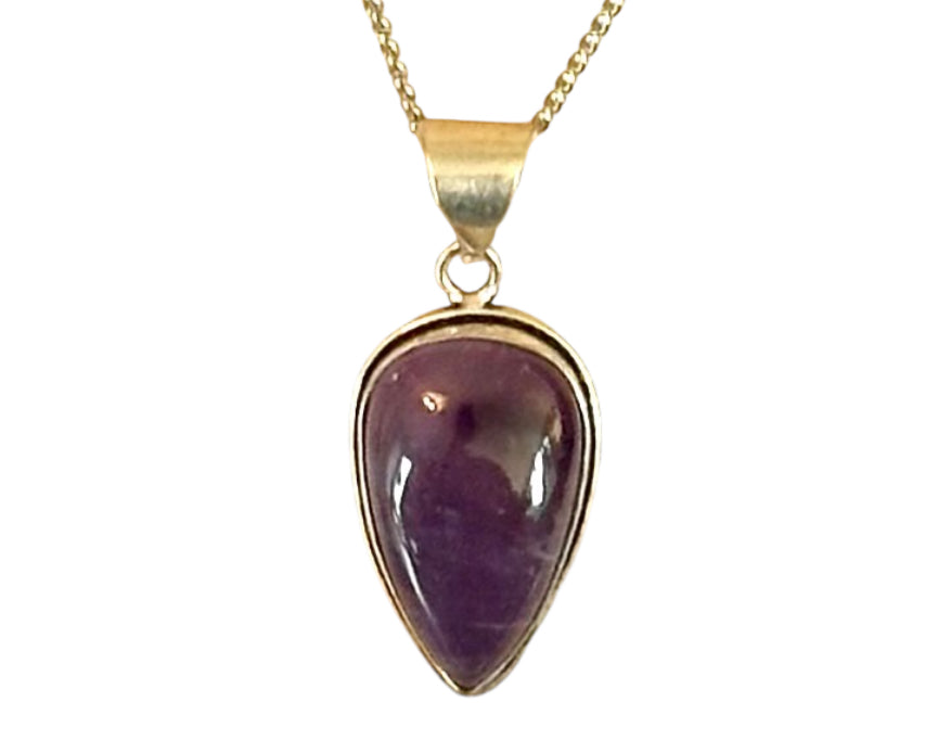 Silver Chain Necklace Amethyst Pendant