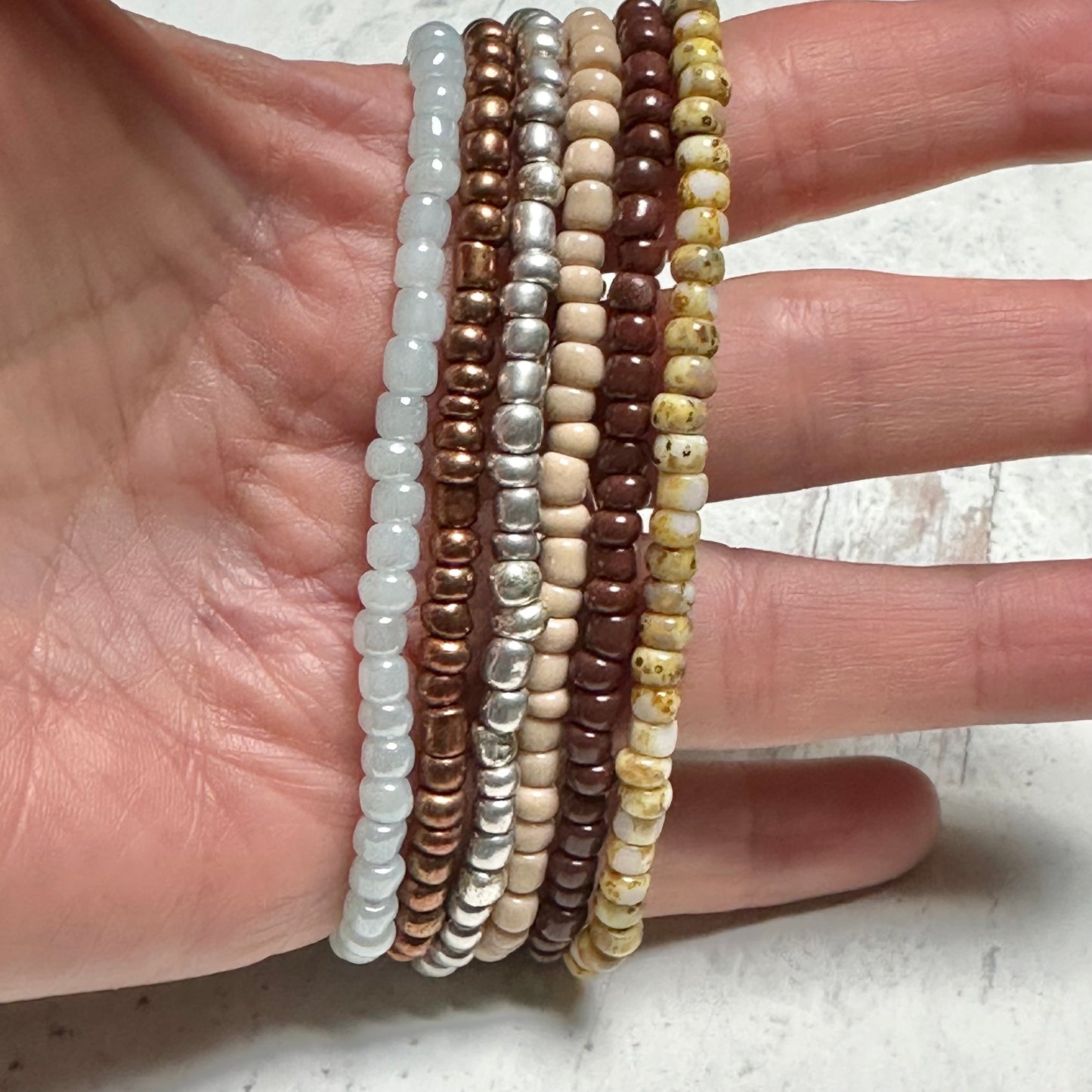 Beaded Stretch Bracelets Set Earth Colors