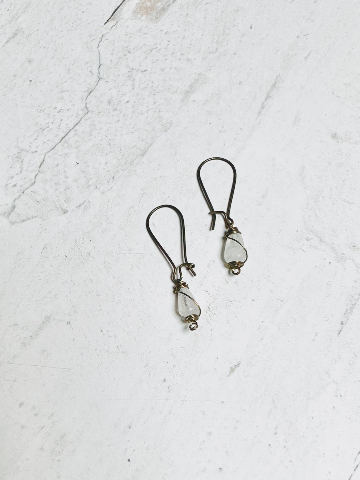 Bronze and Moonstone Dangle Earrings