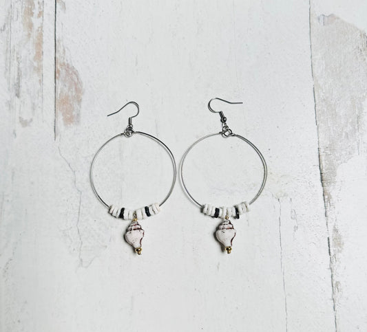 Silver Hoop Earrings Beach