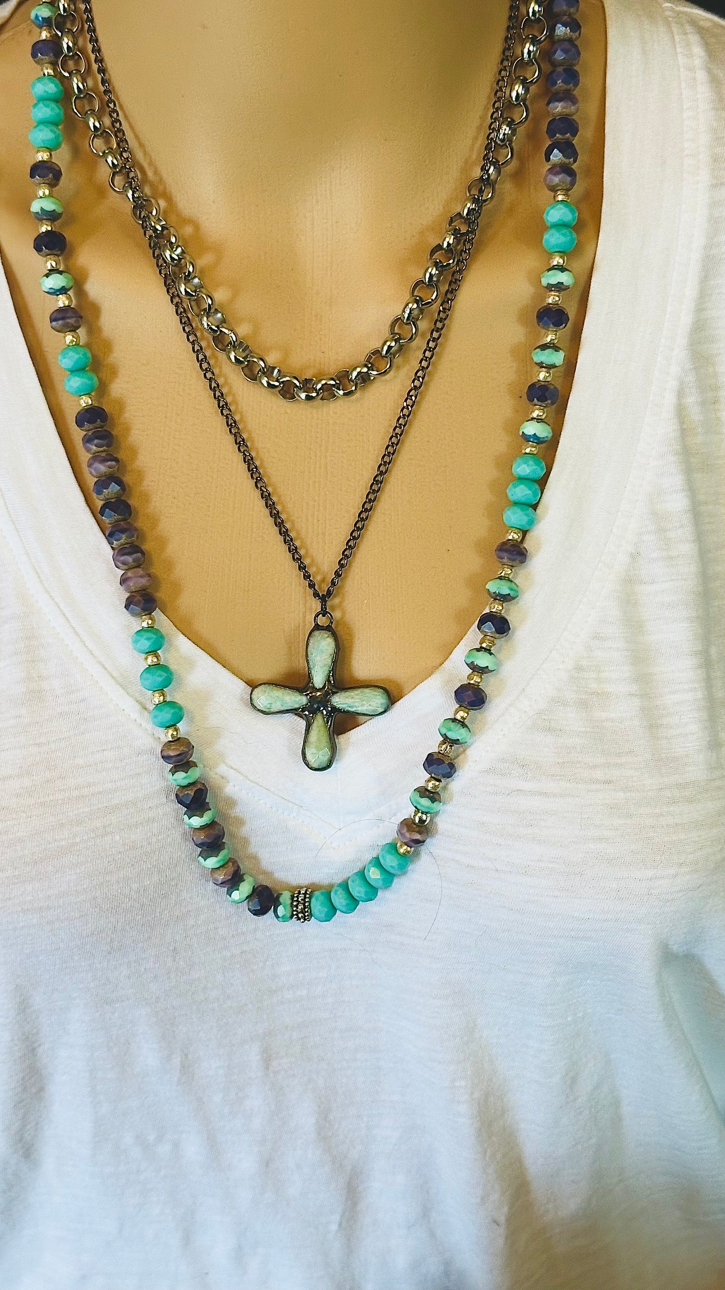 Turquoise Purple Silver Necklace