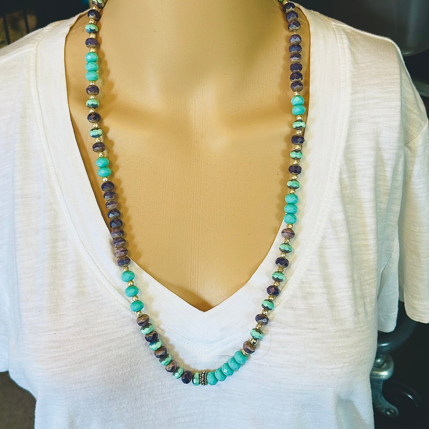 Turquoise Purple Silver Necklace