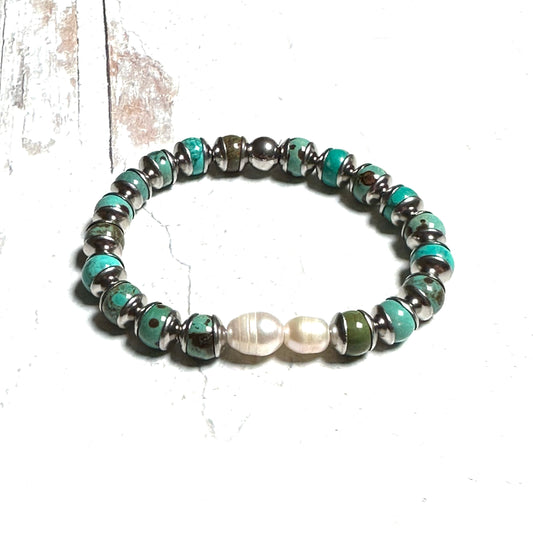 Pearl Turquoise Jasper Stretch Bracelet