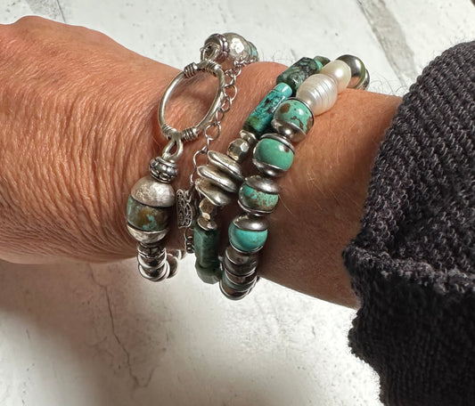 Silver Turquoise Stretch Bracelet