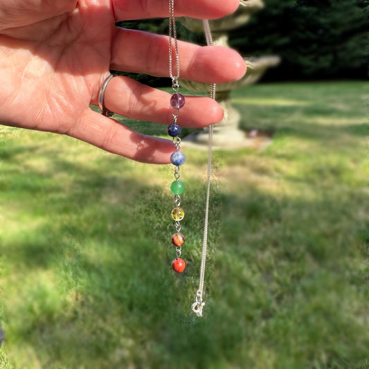 Chakra Jewelry Necklace Sterling Silver Gemstone Rainbow Spirituality