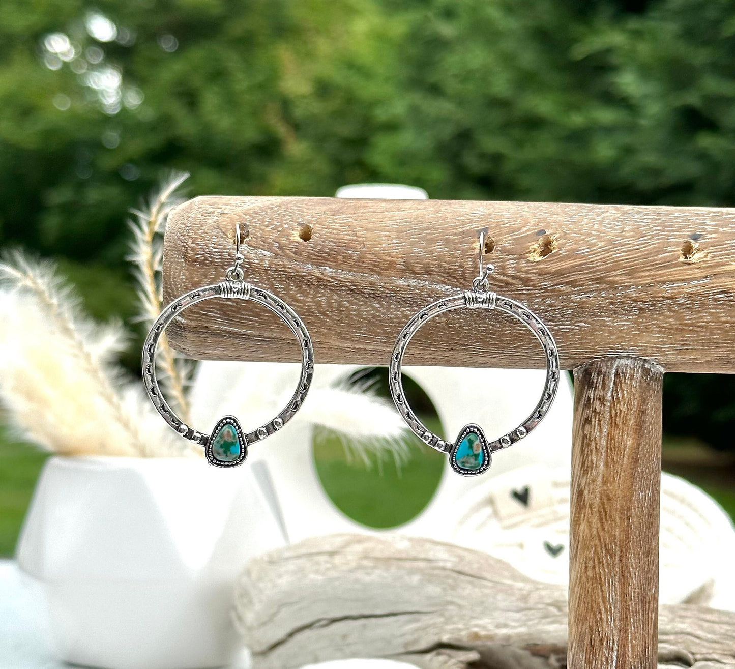 Silver Turquoise Boho Earrings