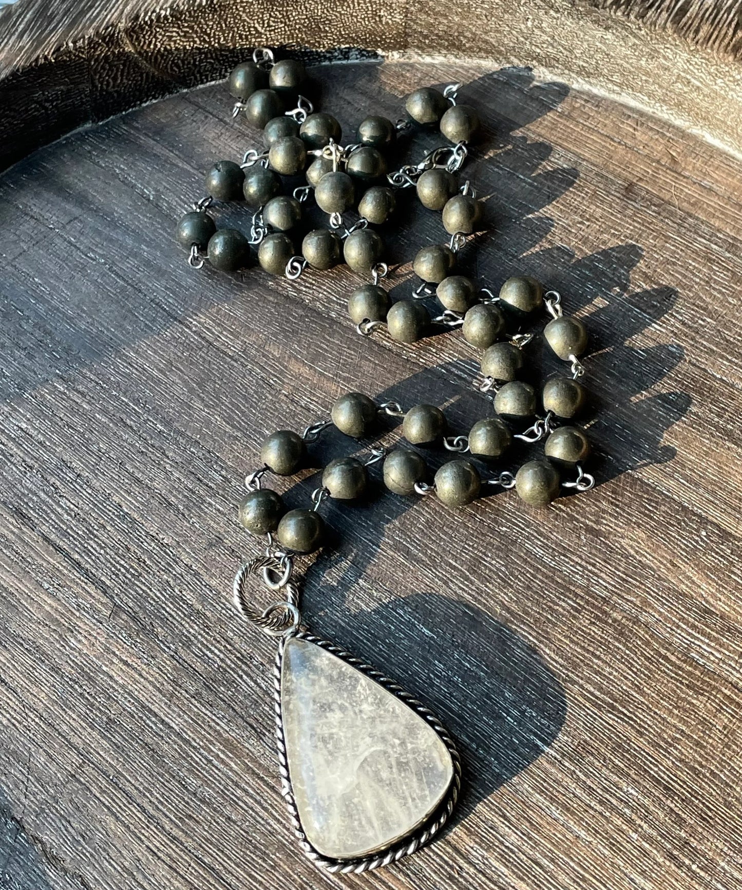 Womens Jewelry Necklace Beaded Gemstone Gray White Boho Chic