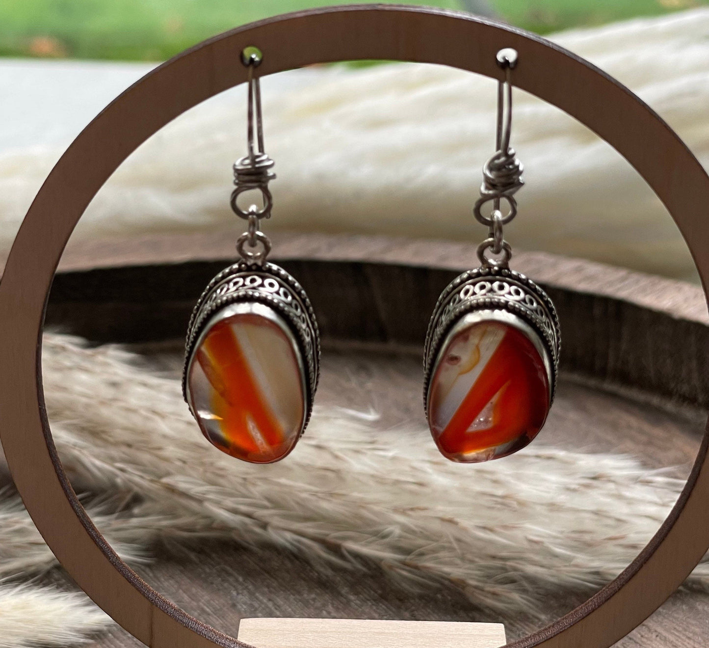 Womens Jewelry Earrings Gemstone Sterling Silver Orange