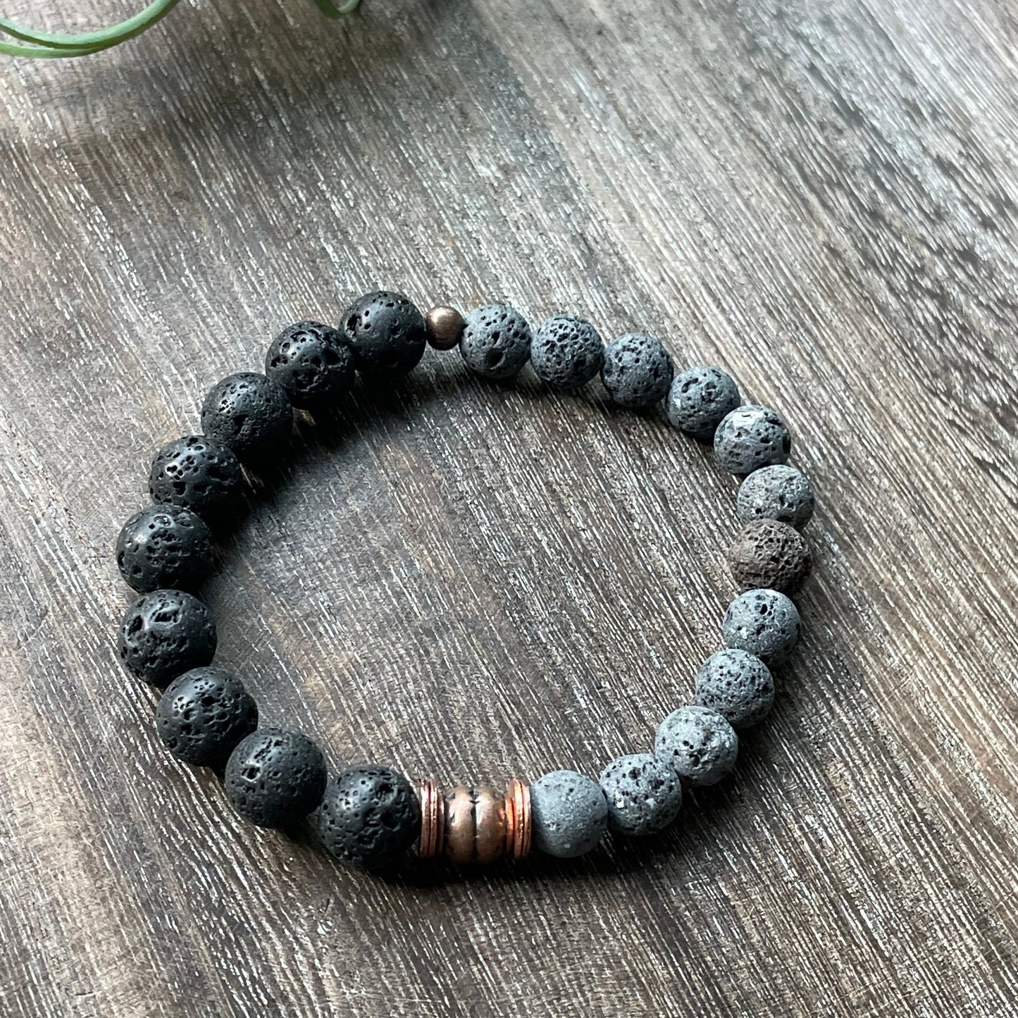 Men Unisex Bracelet Jewelry Lava Gray Black Copper Natural Sustainable Beach Cool Stackable Handmade Gift Gifts