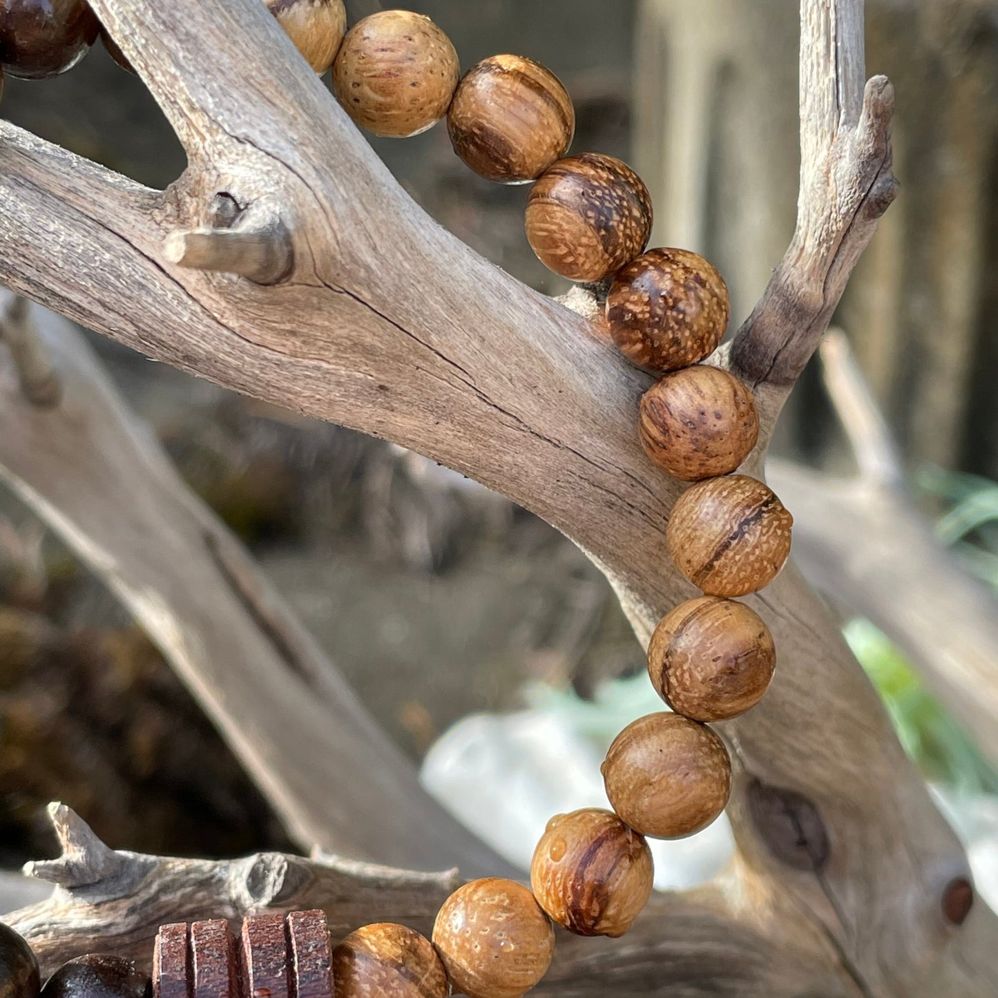 Mens Jewelry Bracelet Wood Brown Stretch