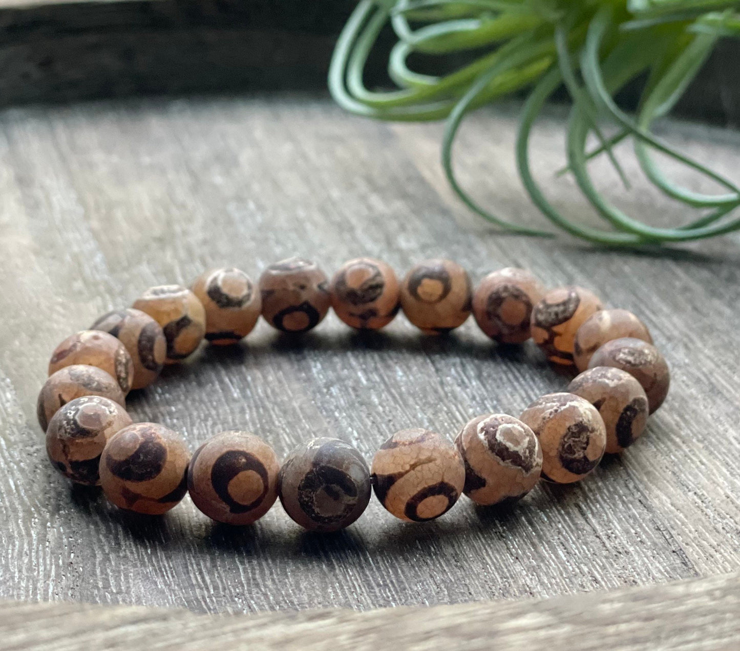 Mens Bracelet Jewelry Beaded Handmade Brown Evil Eye