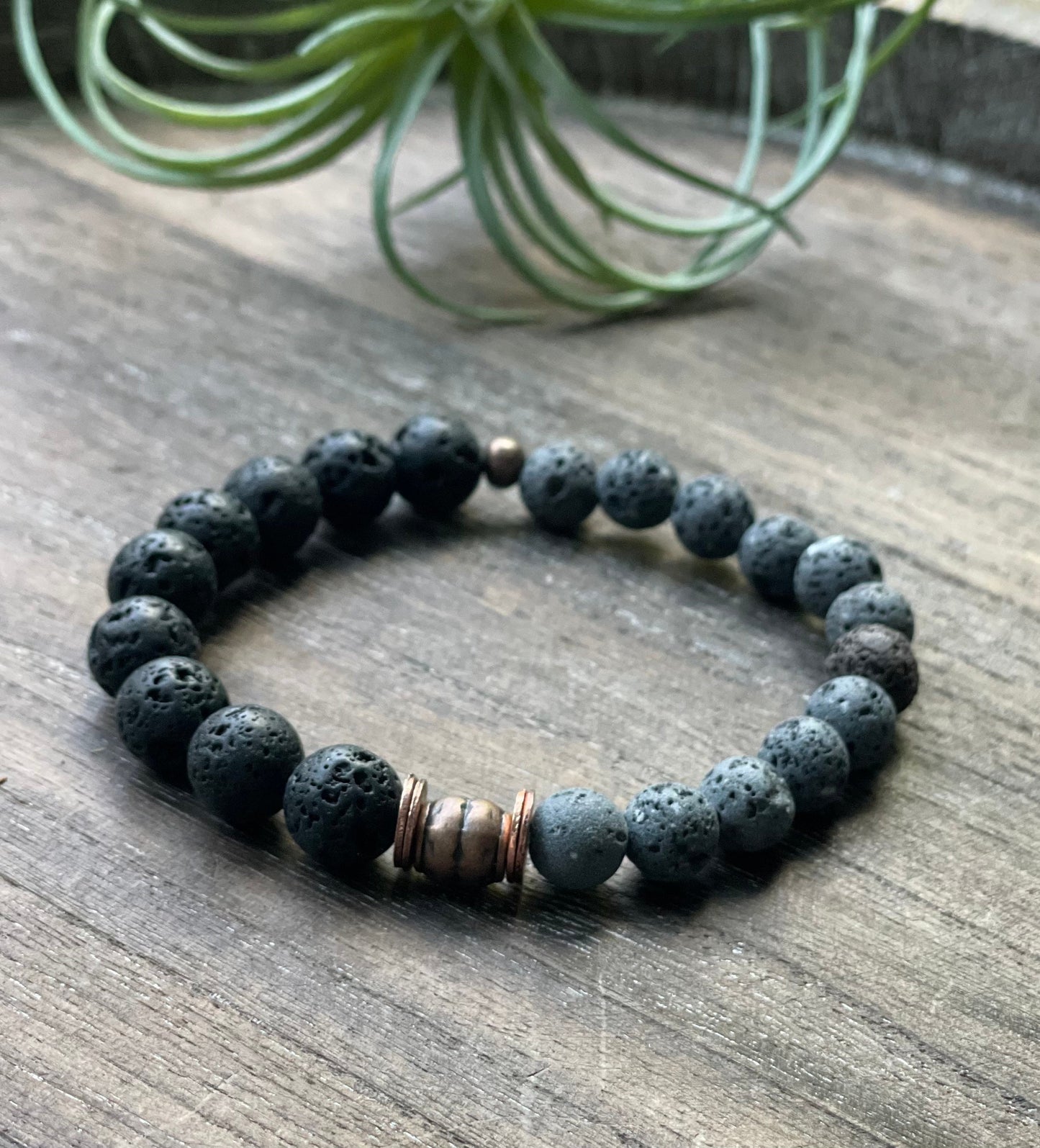 Men Unisex Bracelet Jewelry Lava Gray Black Copper Natural Sustainable Beach Cool Stackable Handmade Gift Gifts