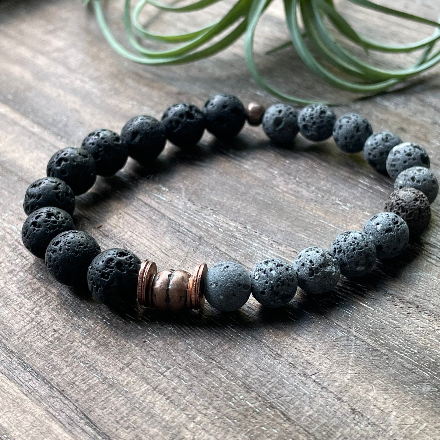 Men Unisex Bracelet Jewelry Lava Gray Black Copper Natural Sustainable Beach Cool Stackable Handmade Gift Gifts