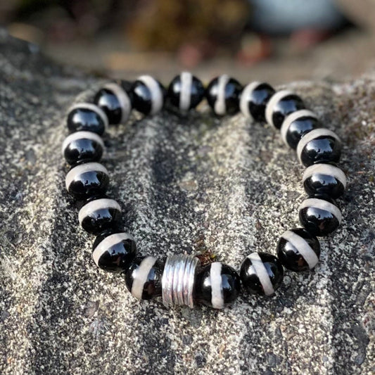 Mens Bracelets Unisex Black White Handmade Cultural