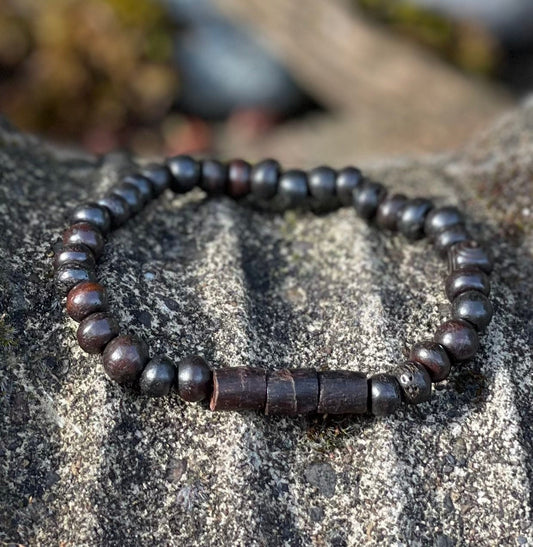 Mens Unisex Bracelet Jewelry Black Wood Beads