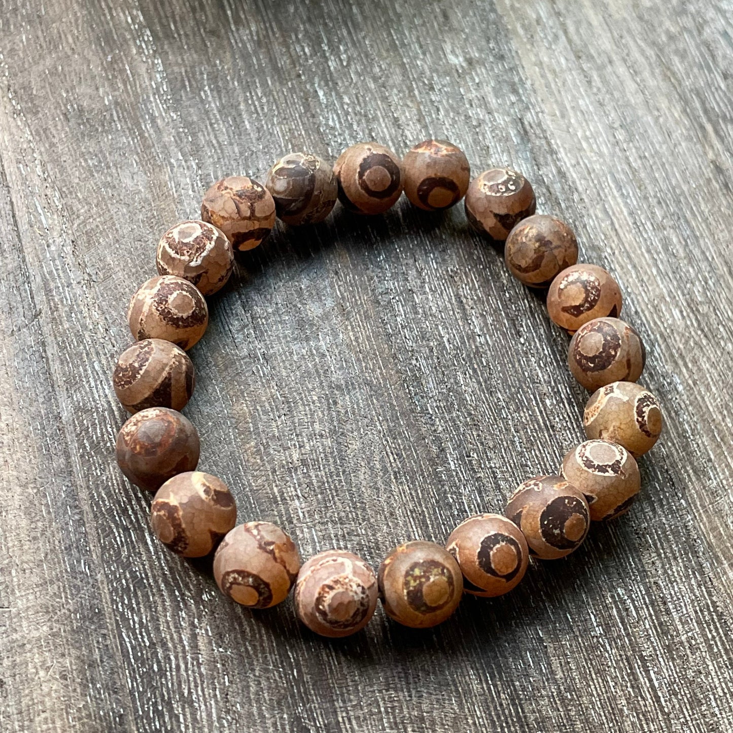 Mens Bracelet Jewelry Beaded Handmade Brown Evil Eye