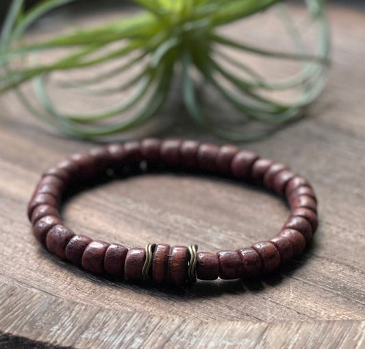 Mens Jewelry Bracelet Wood Stretch Stackable