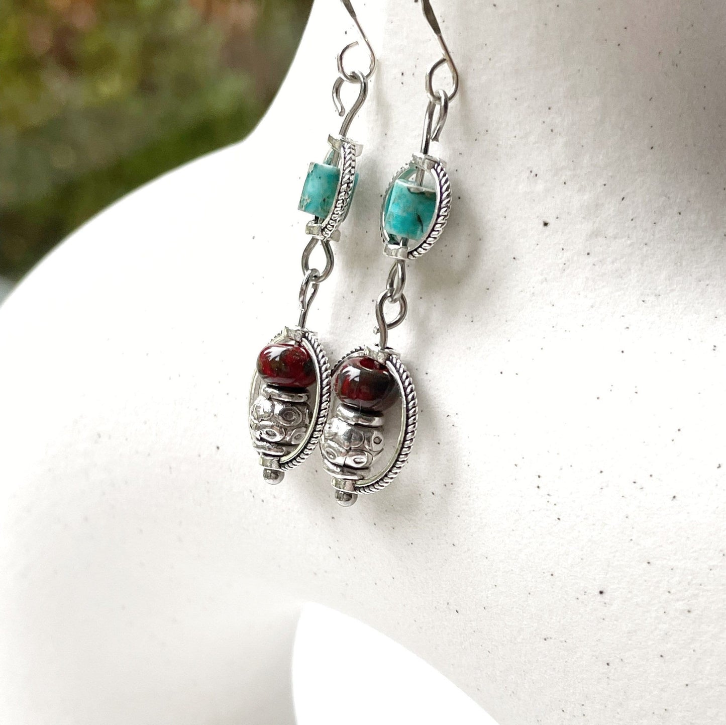 Jewelry Earrings Womens Gemstone Sterling Silver Turquoise Czech Glass