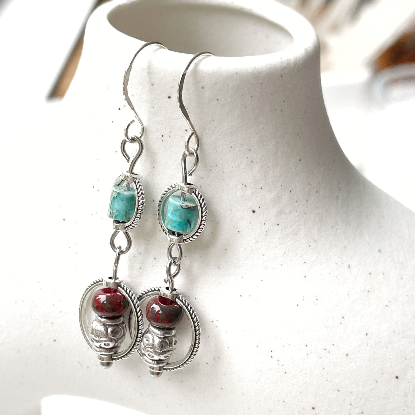 Jewelry Earrings Womens Gemstone Sterling Silver Turquoise Czech Glass