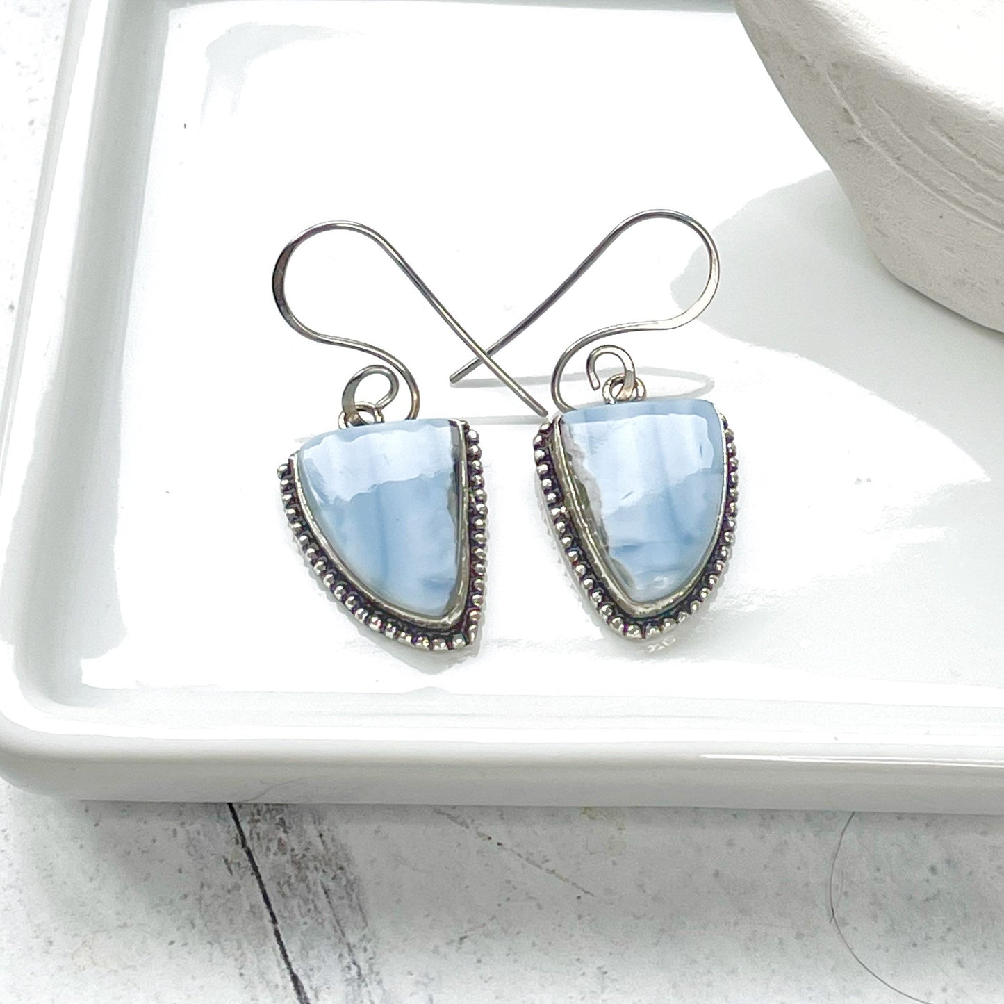 Women's Boho Earrings Jewelry Gemstone Artisan Sterling Silver Blue