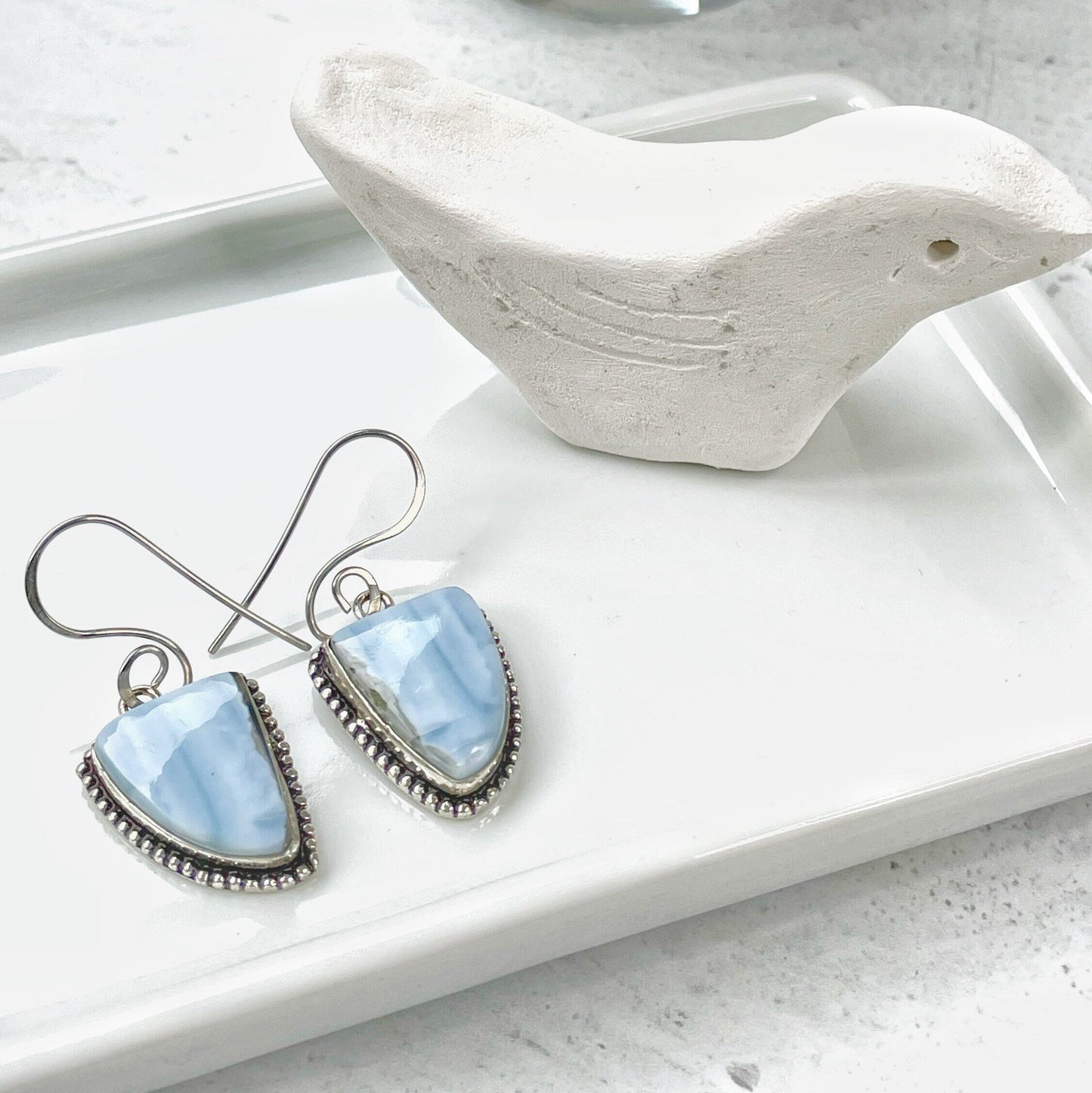 Women's Boho Earrings Jewelry Gemstone Artisan Sterling Silver Blue