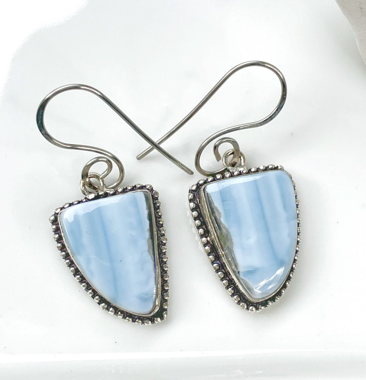 Women's Boho Earrings Jewelry Gemstone Artisan Sterling Silver Blue