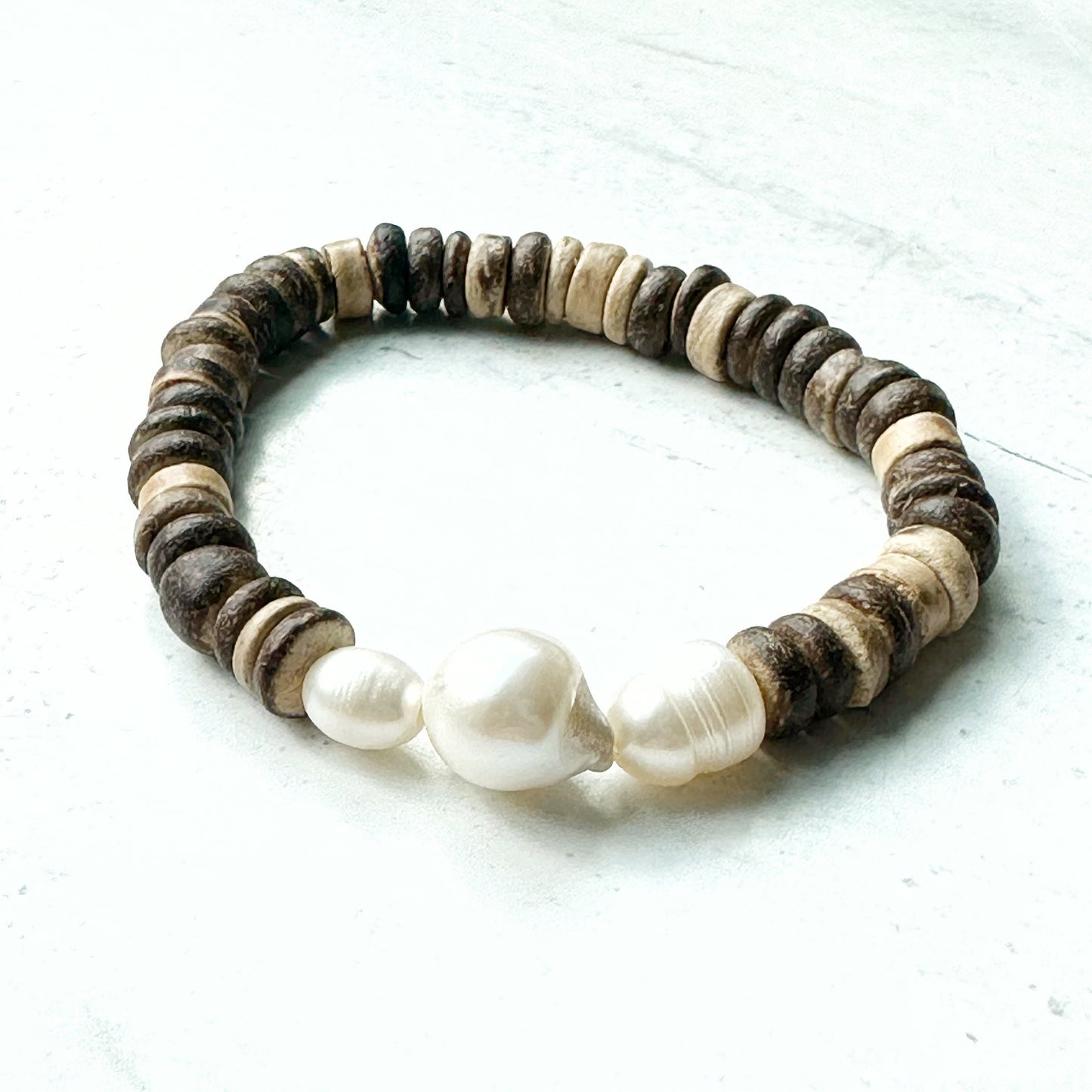 Jewelry Bracelet Beaded Women Shell Pearl Brown White