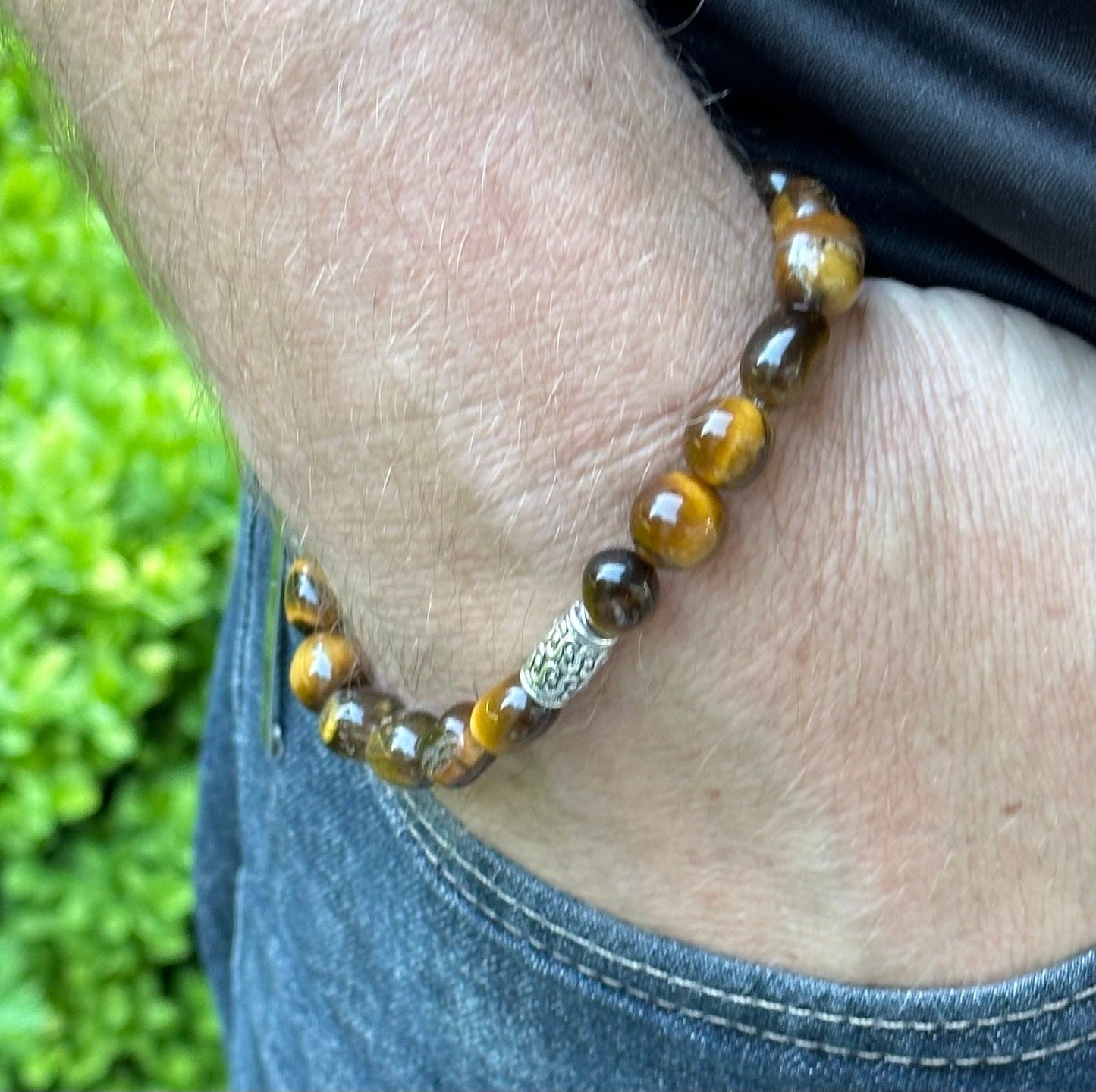 Men Jewelry Bracelet Gemstone Silver Handmade Beaded