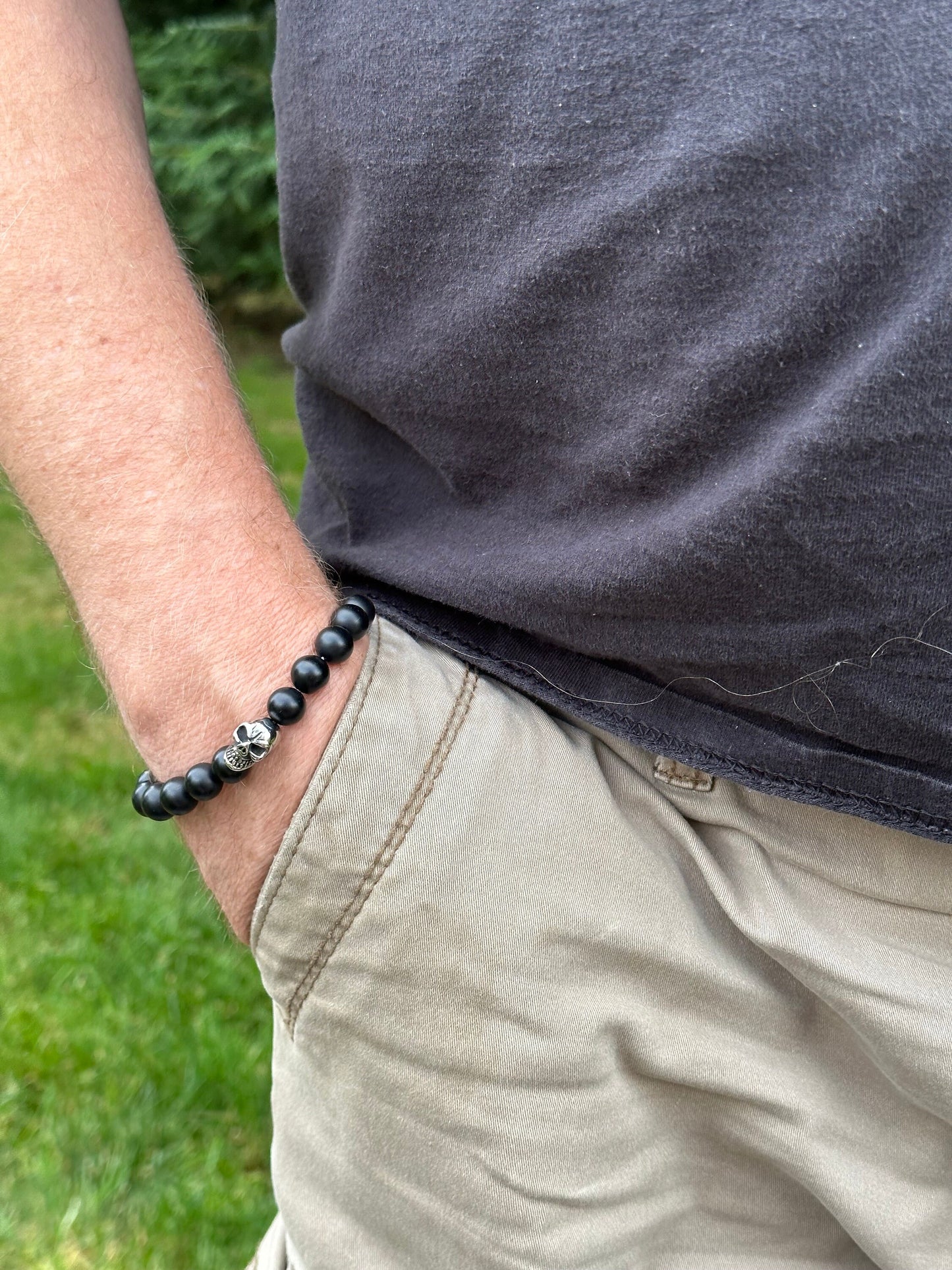 Men's Unisex Jewelry Bracelet Beaded Black Skull