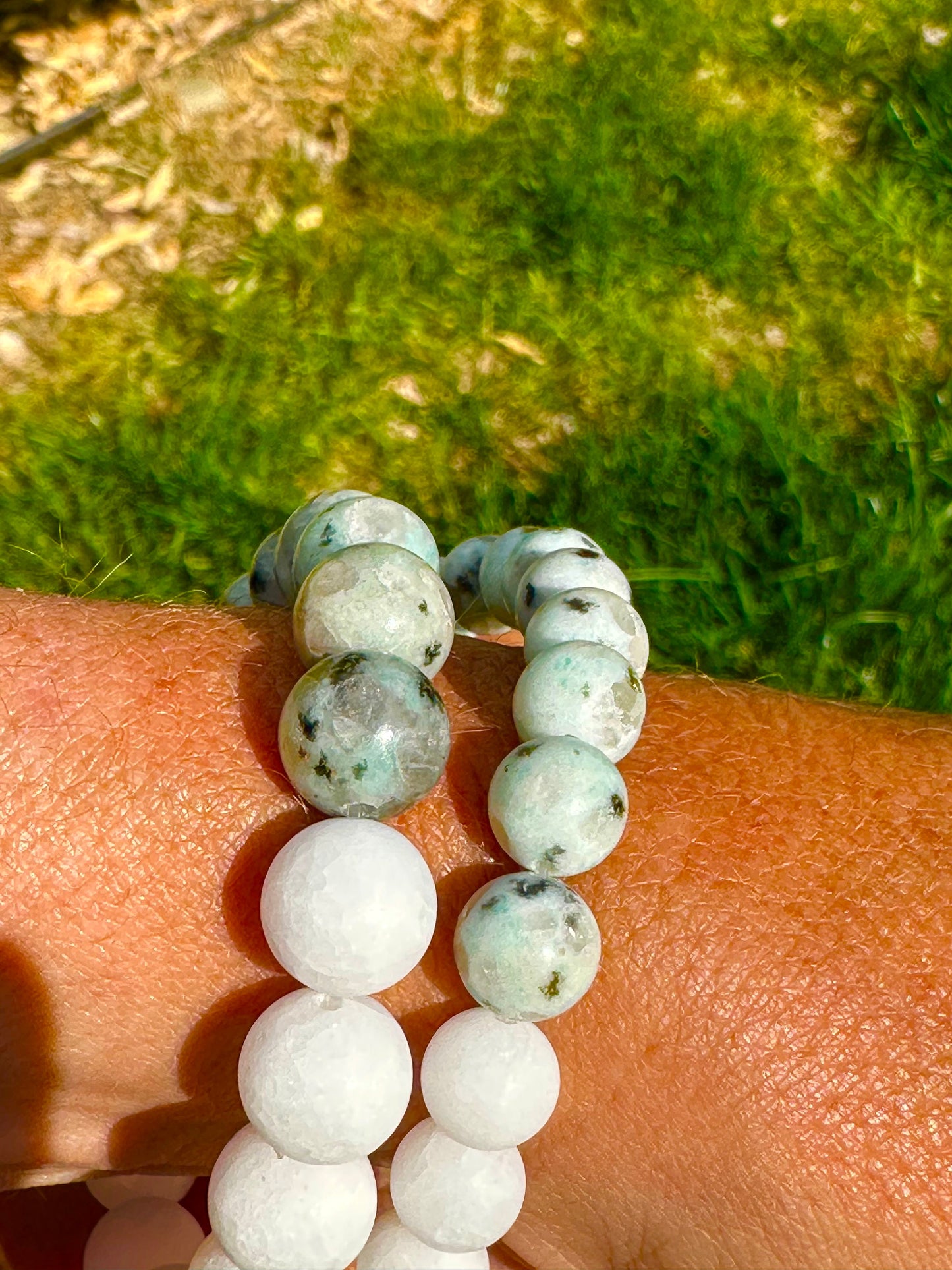 Womens Jewelry Bracelets Beachy Gemstone Green White