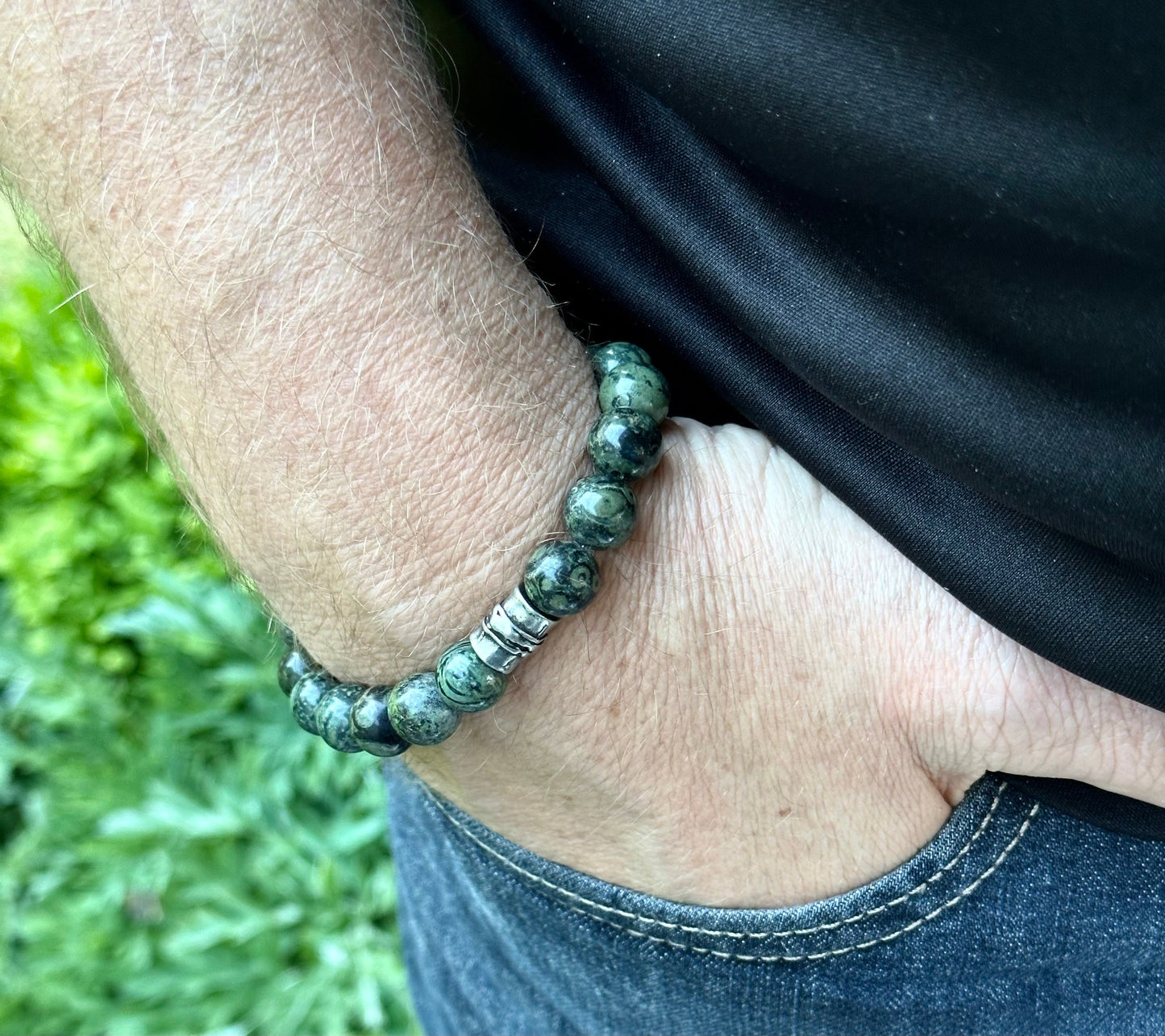 Mens Bracelets Unisex Gemstone Green