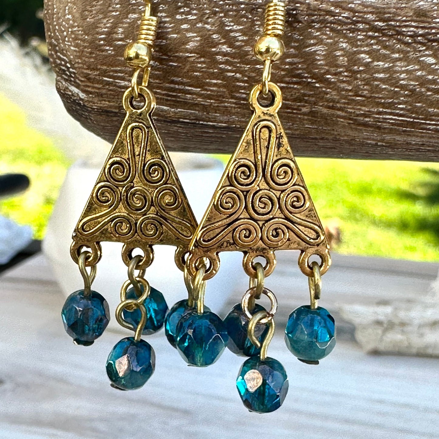 Beaded Dangle Earrings Chandelier Ethnic Indian Czech Glass