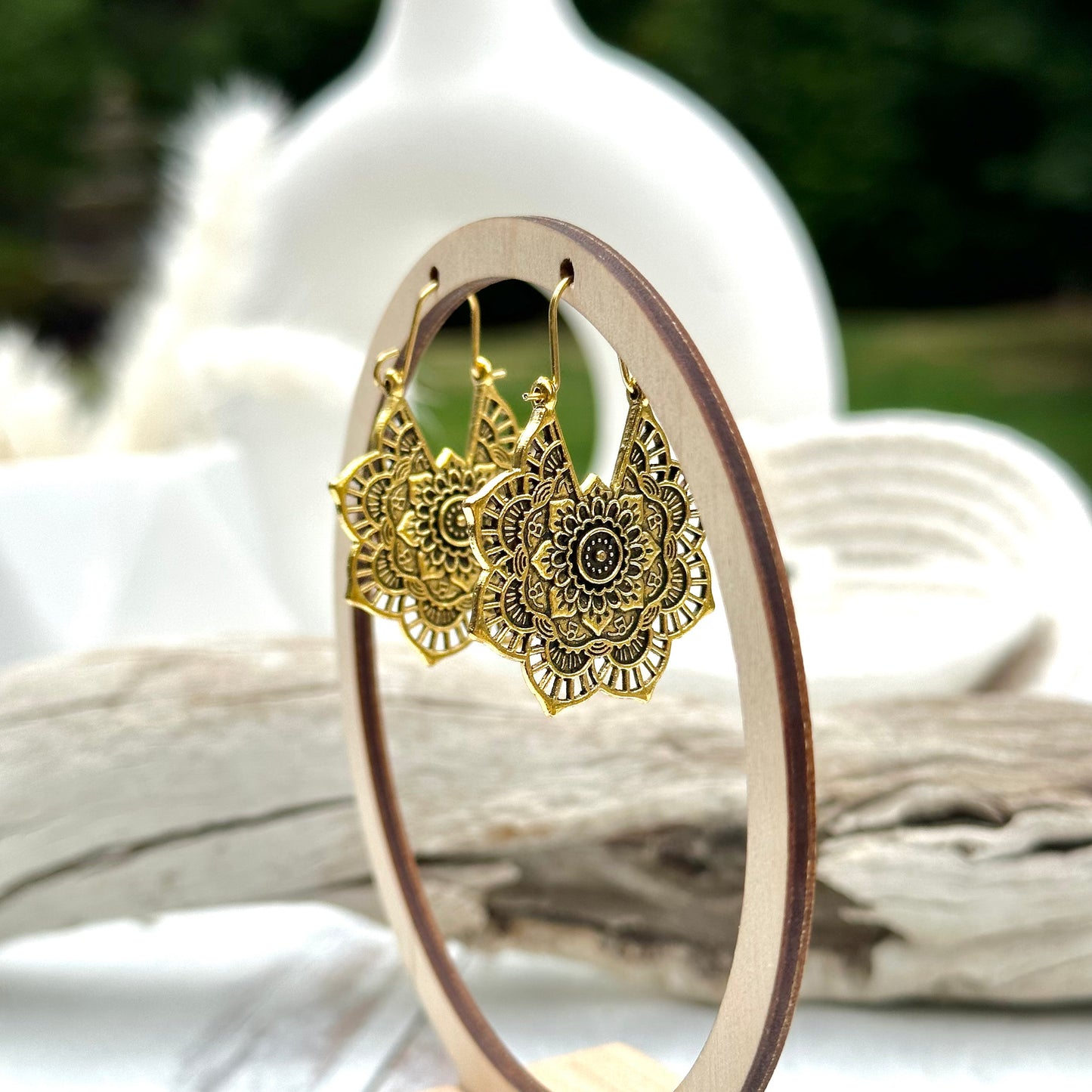 Indian Inspired Gold Filigree Hoop Earrings