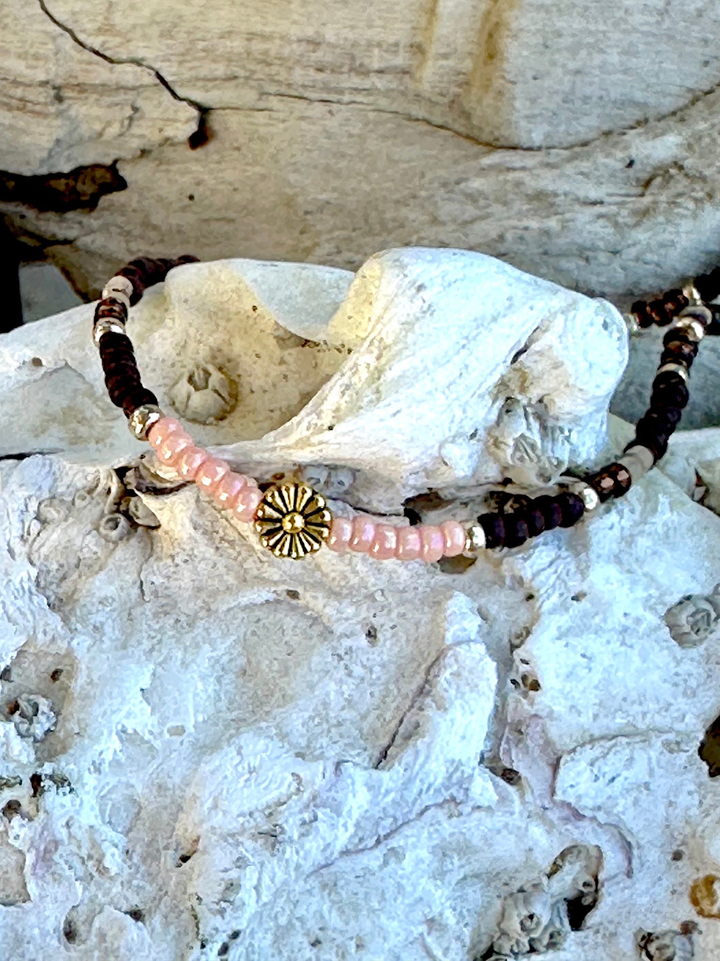 Beaded Choker Women Girls Boho Gold Brown